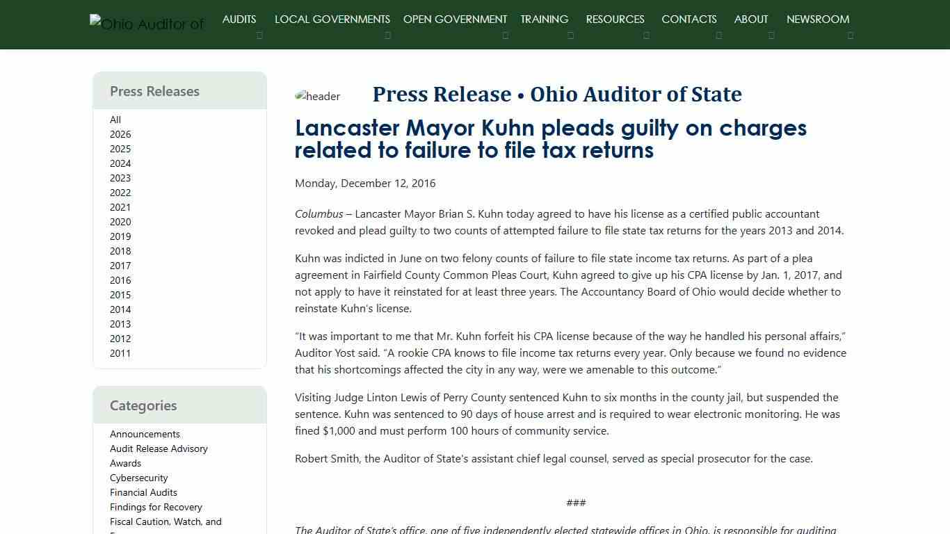 Lancaster Mayor Kuhn pleads guilty on charges ...